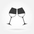 Cheers icon. Two wine glasses. Vector illustration Royalty Free Stock Photo